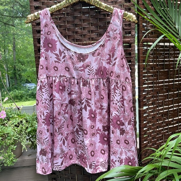 Plus Size Pink Floral Baby Doll Style Top - Picture 6 of 12